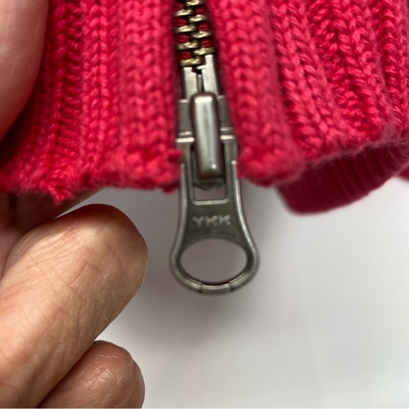 Vintage Lands End Red Full Zip Large Cardigan Y2K Cable Knit 100% Baumwolle - Picture 5 of 12